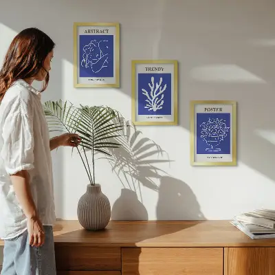 Sada tří obrazů stylové modré plakáty od Henriho Matisse