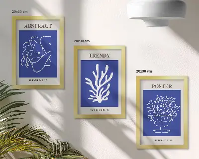 Sada tří obrazů stylové modré plakáty od Henriho Matisse