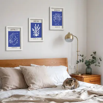 Sada tří obrazů stylové modré plakáty od Henriho Matisse
