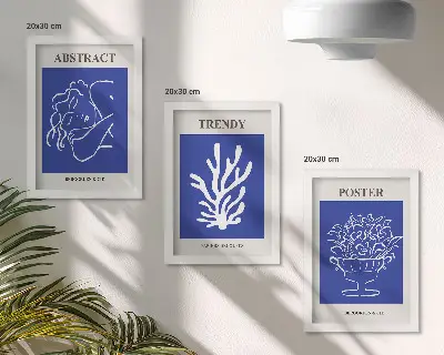Sada tří obrazů stylové modré plakáty od Henriho Matisse