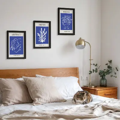 Sada tří obrazů stylové modré plakáty od Henriho Matisse