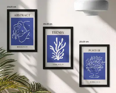Sada tří obrazů stylové modré plakáty od Henriho Matisse