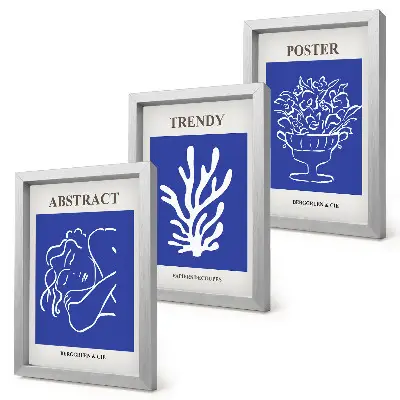 Sada tří obrazů stylové modré plakáty od Henriho Matisse
