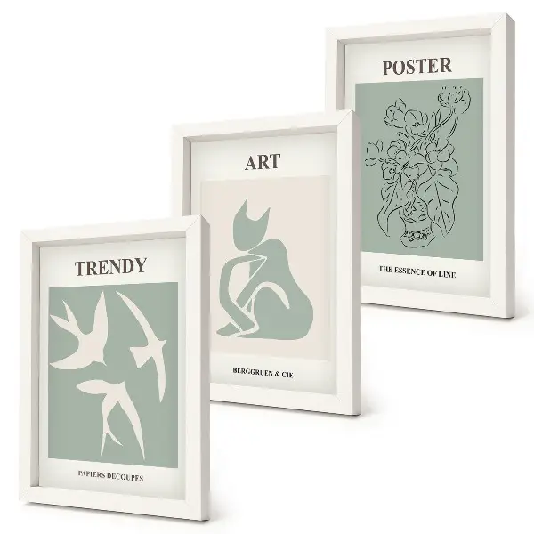 Sada tří obrazů stylové ilustrace od Henriho Matisse