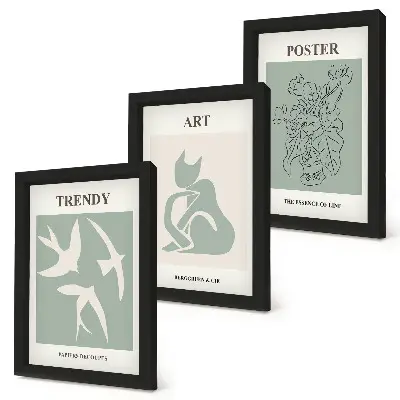 Sada tří obrazů stylové ilustrace od Henriho Matisse