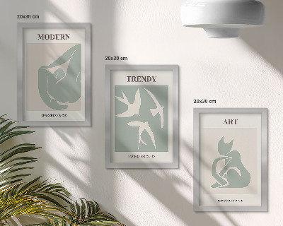 Sada tří obrazů Abstraktní postavy Henriho Matisse v tlumených barvách