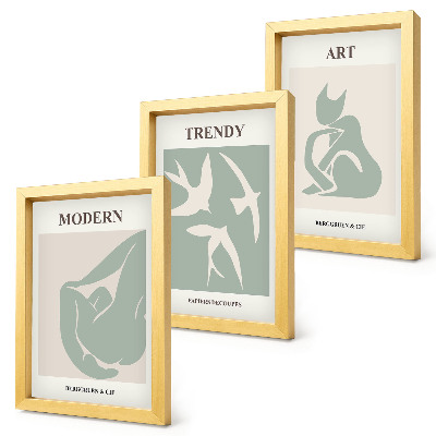 Sada tří obrazů Abstraktní postavy Henriho Matisse v tlumených barvách