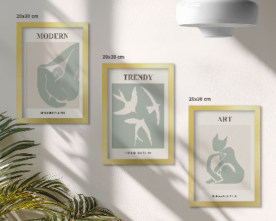 Sada tří obrazů Abstraktní postavy Henriho Matisse v tlumených barvách