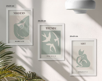 Sada tří obrazů Abstraktní postavy Henriho Matisse v tlumených barvách