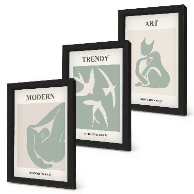 Sada tří obrazů Abstraktní postavy Henriho Matisse v tlumených barvách