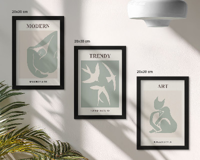 Sada tří obrazů Abstraktní postavy Henriho Matisse v tlumených barvách