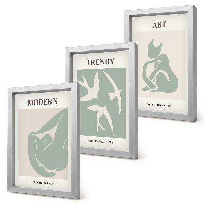 Sada tří obrazů Abstraktní postavy Henriho Matisse v tlumených barvách