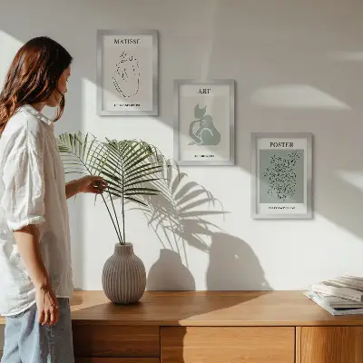 Vícedílný obraz v rámu plakáty v odstínech béžové a zelené od Henriho Matisse