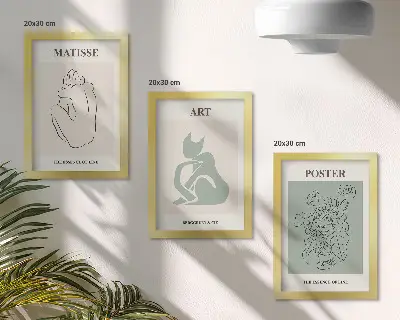 Vícedílný obraz v rámu plakáty v odstínech béžové a zelené od Henriho Matisse