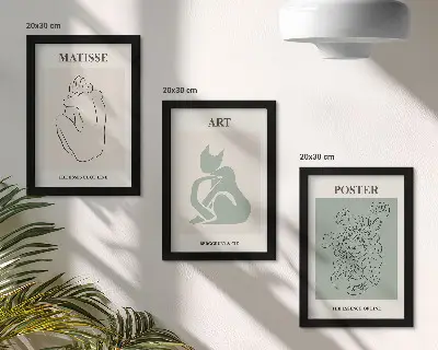 Vícedílný obraz v rámu plakáty v odstínech béžové a zelené od Henriho Matisse