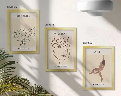Sada obrazů na zeď stylová grafika s květinami, obličeji a lidskými postavami