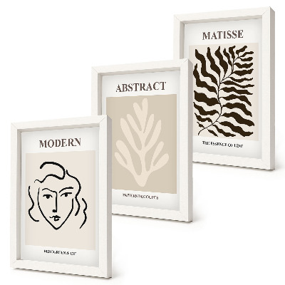Sada tří obrazů Ilustrace tváří a listů grafického umění Henriho Matisse