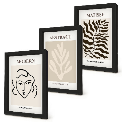 Sada tří obrazů Ilustrace tváří a listů grafického umění Henriho Matisse