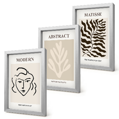 Sada tří obrazů Ilustrace tváří a listů grafického umění Henriho Matisse