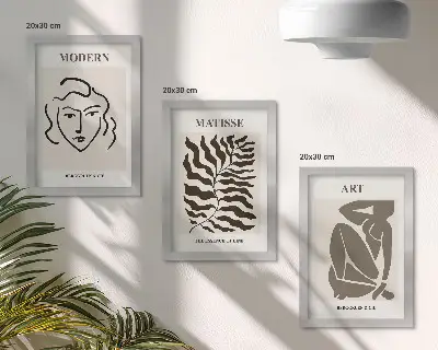 Vícedílný obraz v rámu stylová grafika s čarami a číslicemi v neutrálních barvách