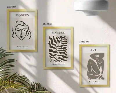 Vícedílný obraz v rámu stylová grafika s čarami a číslicemi v neutrálních barvách