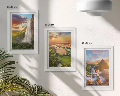 Sada obrazů na zeď s motivem vodopádů, horské krajiny a řek při západu slunce