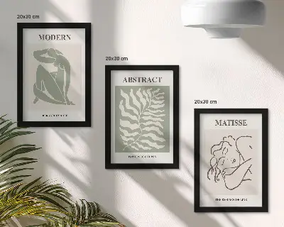 Vícedílný obraz v rámu stylové obrazy v odstínech zelené s postavami a listy