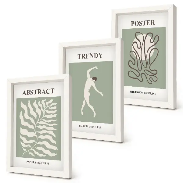 Sada tří obrazů rostlinné vzory v odstínech zelené od Henriho Matisse