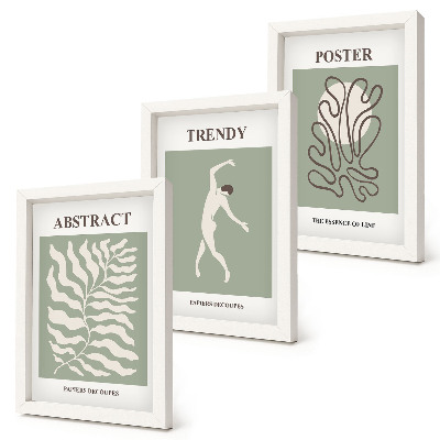 Sada tří obrazů Rostlinné vzory v odstínech zelené od Henriho Matisse