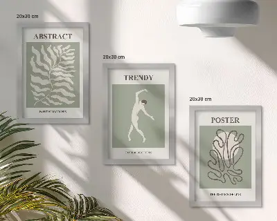 Sada tří obrazů rostlinné vzory v odstínech zelené od Henriho Matisse
