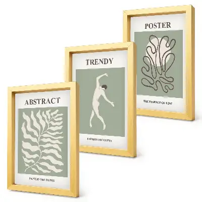 Sada tří obrazů rostlinné vzory v odstínech zelené od Henriho Matisse
