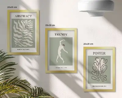 Sada tří obrazů rostlinné vzory v odstínech zelené od Henriho Matisse