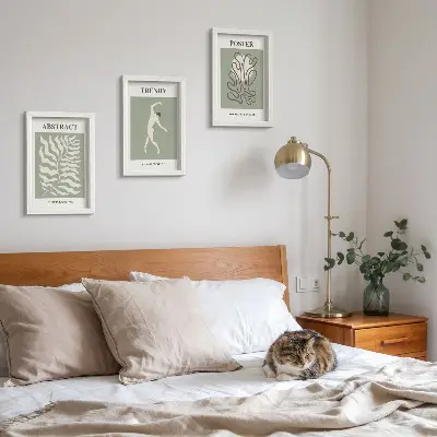 Sada tří obrazů rostlinné vzory v odstínech zelené od Henriho Matisse
