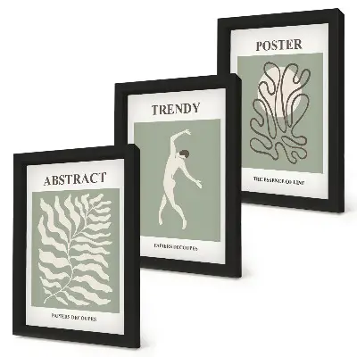 Sada tří obrazů rostlinné vzory v odstínech zelené od Henriho Matisse