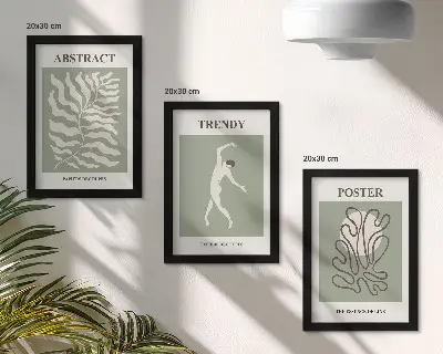 Sada tří obrazů rostlinné vzory v odstínech zelené od Henriho Matisse