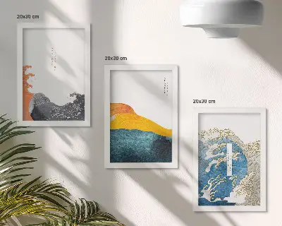 Vícedílný obraz v rámu vlny v japonském grafickém stylu