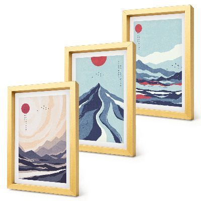 Sada obrazů na zeď Abstraktní horské krajiny v japonském stylu