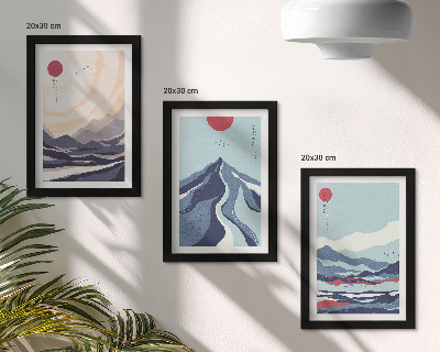 Sada obrazů na zeď Abstraktní horské krajiny v japonském stylu