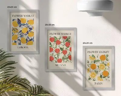 Sada obrazů na zeď květinové plakáty s motivy Londýna, Milána a Paříže