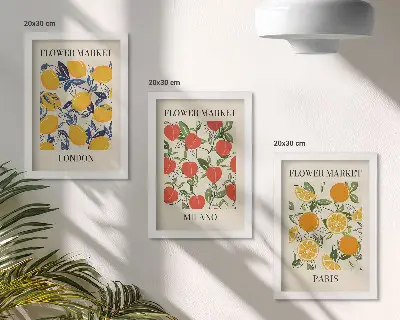 Sada obrazů na zeď květinové plakáty s motivy Londýna, Milána a Paříže