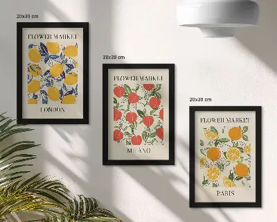 Sada obrazů na zeď květinové plakáty s motivy Londýna, Milána a Paříže