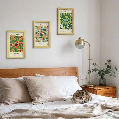 Sada tří obrazů vintage plakáty s ovocnými vzory