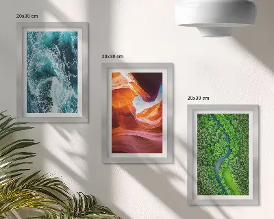Sada obrazů na zeď voda v pohybu v kaňonu a zelená příroda v lese