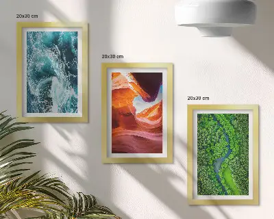Sada obrazů na zeď voda v pohybu v kaňonu a zelená příroda v lese