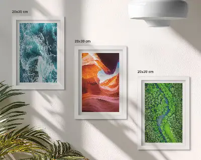 Sada obrazů na zeď voda v pohybu v kaňonu a zelená příroda v lese