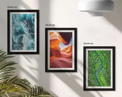 Sada obrazů na zeď voda v pohybu v kaňonu a zelená příroda v lese