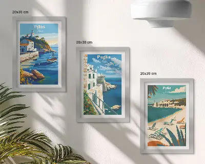 Sada obrazů na zeď malebné přímořské krajiny z turistických destinací