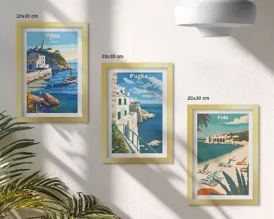 Sada obrazů na zeď malebné přímořské krajiny z turistických destinací