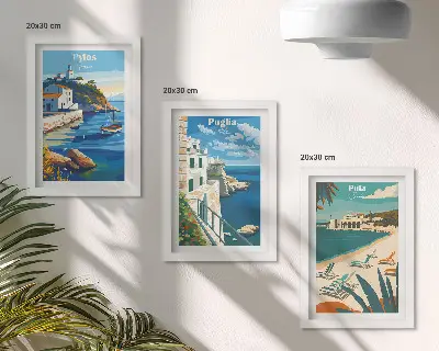 Sada obrazů na zeď malebné přímořské krajiny z turistických destinací