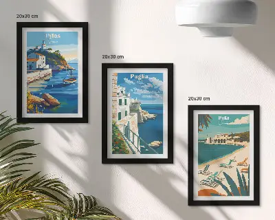 Sada obrazů na zeď malebné přímořské krajiny z turistických destinací